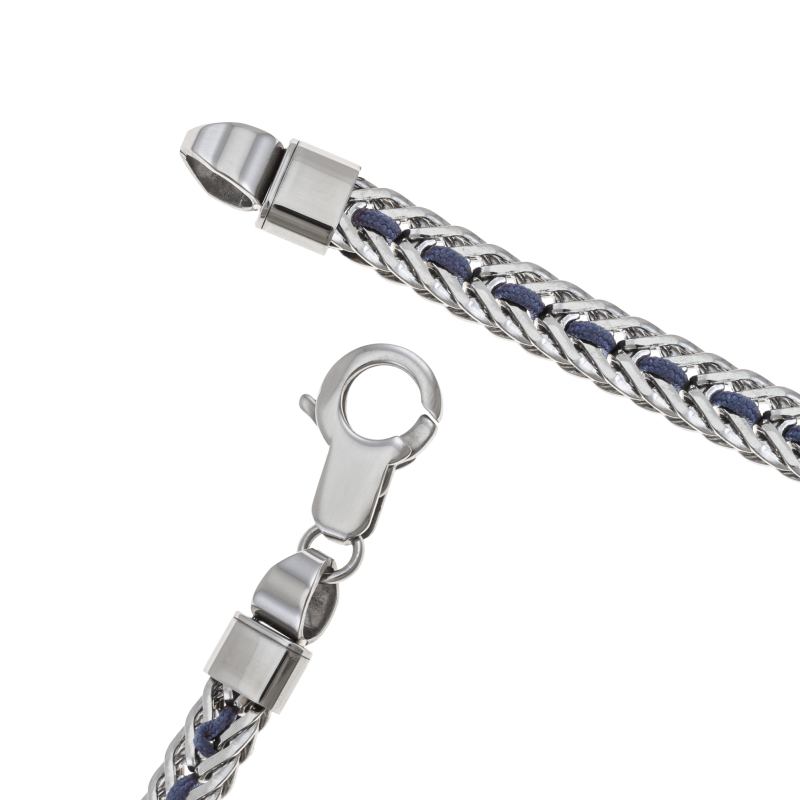 Bracelet en acier et cordon bleu