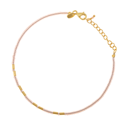 Bracelet en argent doré et perles synthétiques