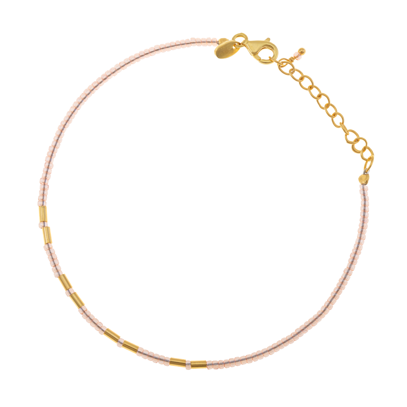 Bracelet en argent doré et perles synthétiques