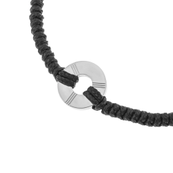 Bracelet en acier et cordon noir