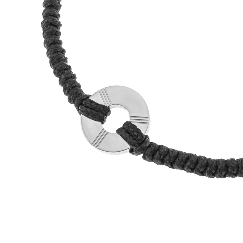 Bracelet en acier et cordon noir