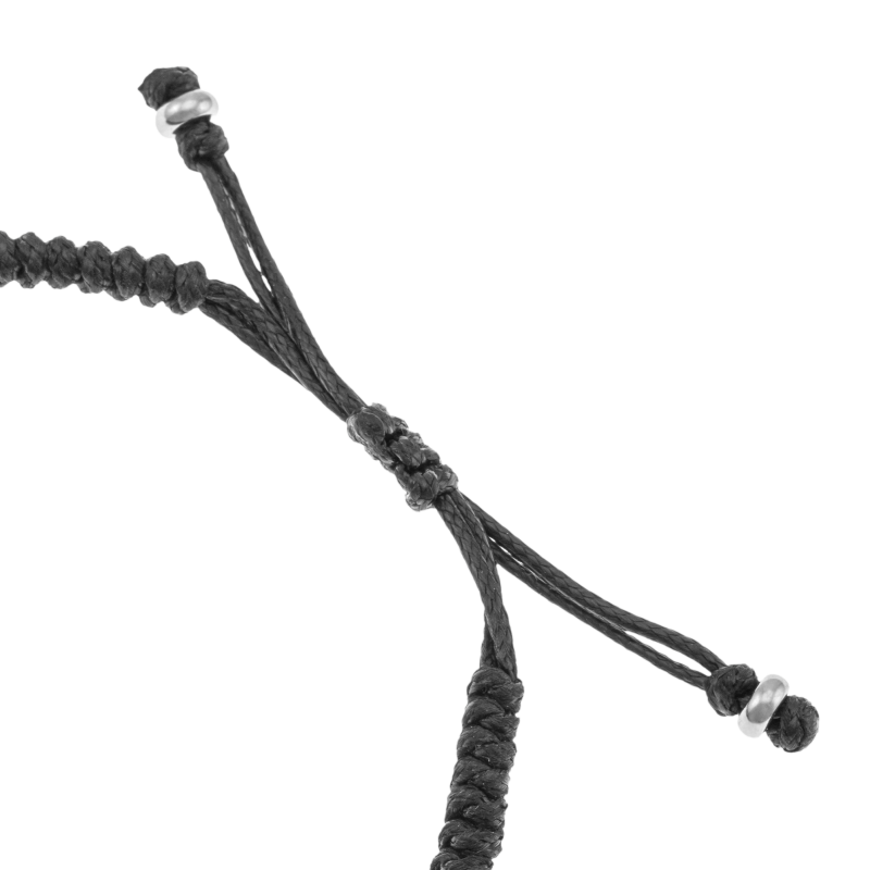 Bracelet en acier et cordon noir