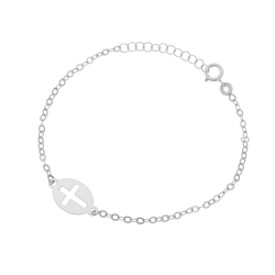 Bracelet en argent rhodié, croix