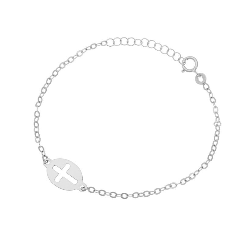 Bracelet en argent rhodié, croix