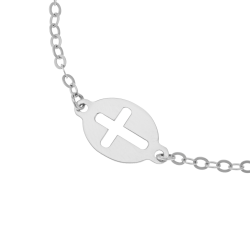 Bracelet en argent rhodié, croix