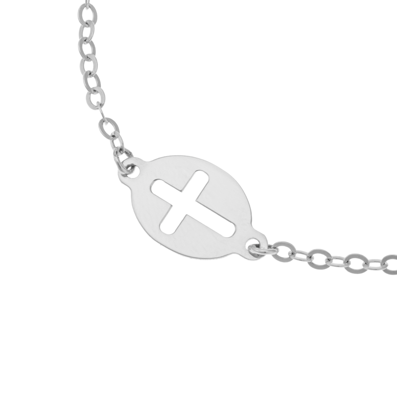 Bracelet en argent rhodié, croix