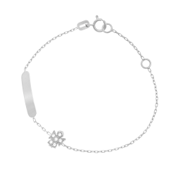 Bracelet identité en argent rhodié et oxydes de zirconium, ange