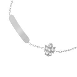 Bracelet identité en argent rhodié et oxydes de zirconium, ange