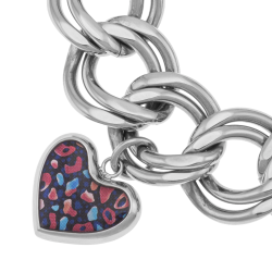 Bracelet en acier et laque, coeur