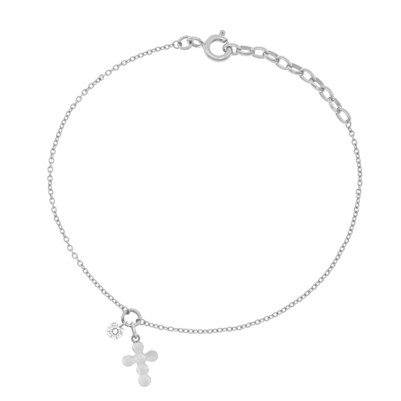 Bracelet en argent rhodié et oxyde de zirconium, pampilles