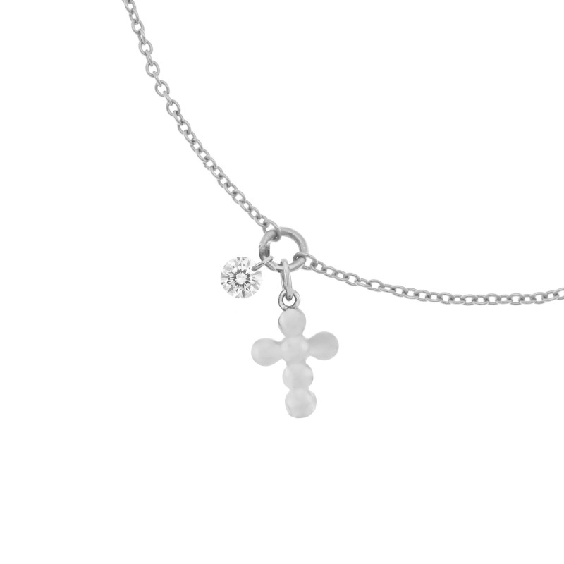 Bracelet en argent rhodié et oxyde de zirconium, pampilles