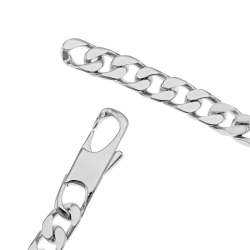 Identité en argent, plaque rectangle 6,4 mm et maille gourmette