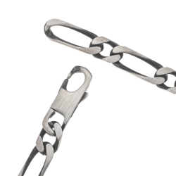 Identité en argent vieilli, plaque rectangle 6,3 mm et maille cheval alternée 1-1