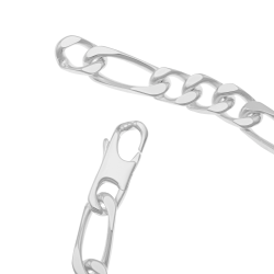 Identité en argent, plaque rectangle 9 mm et maille cheval alternée 1-3