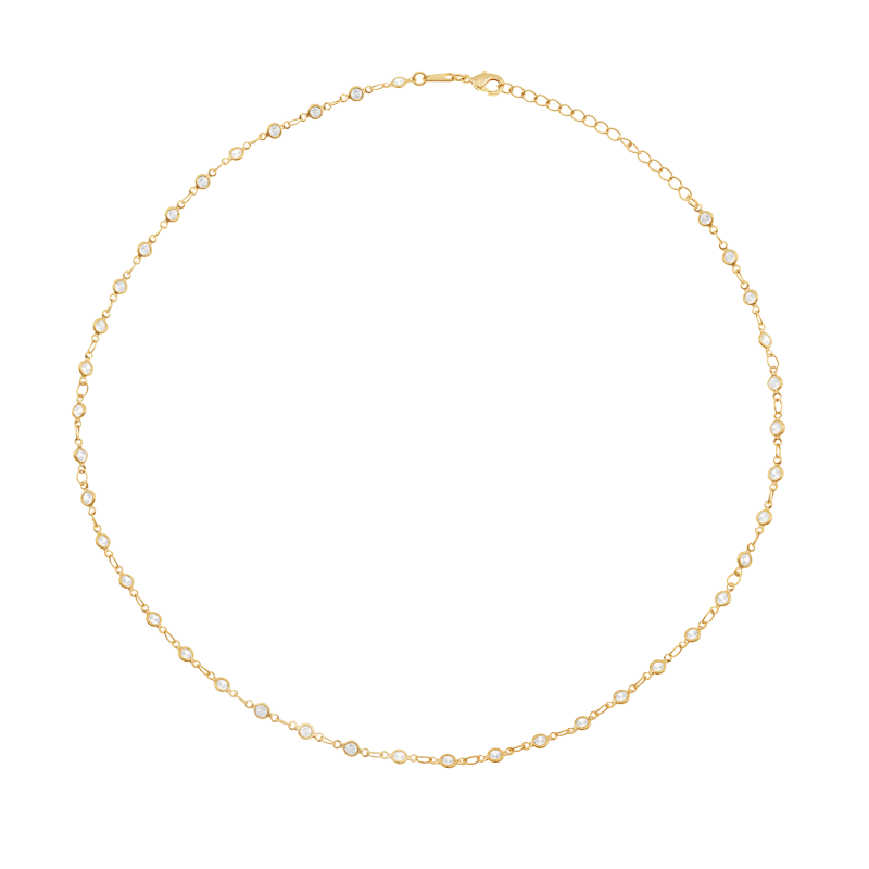 Collier en plaqué or et oxydes de zirconium serti clos