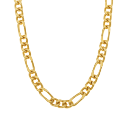 Collier en plaqué or maille cheval alternée 1-3