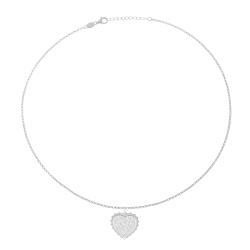 Collier en argent rhodié et oxydes de zirconium, coeur