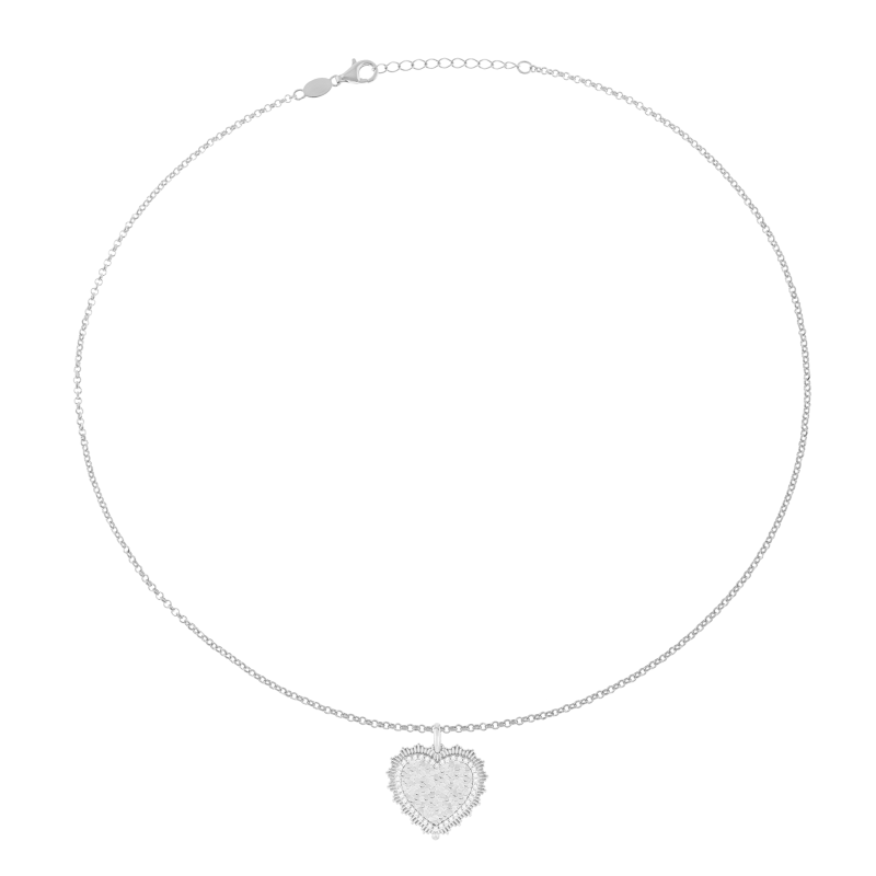 Collier en argent rhodié et oxydes de zirconium, coeur