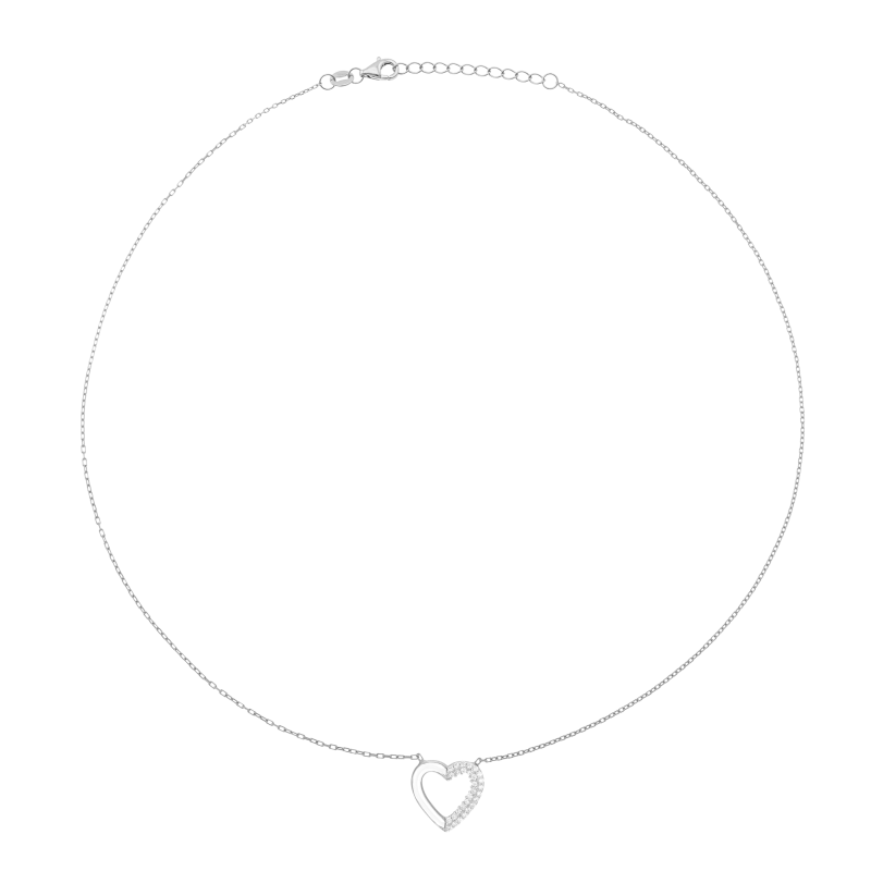 Collier en argent rhodié, oxydes de zirconium et laque