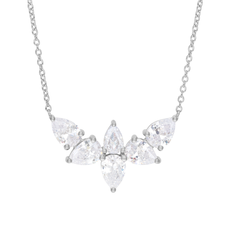 Collier en argent rhodié et oxydes de zirconium
