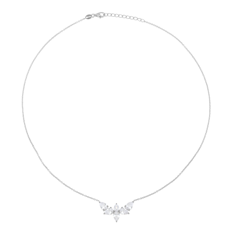 Collier en argent rhodié et oxydes de zirconium