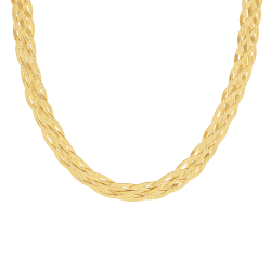 Collier en acier doré, maille tréssée