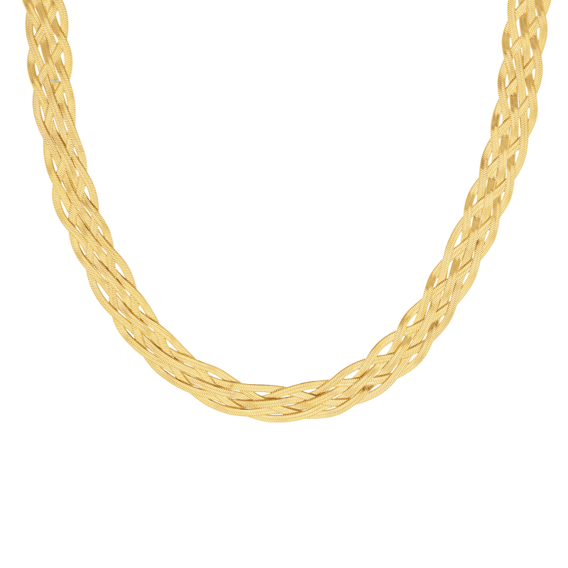 Collier en acier doré, maille tréssée