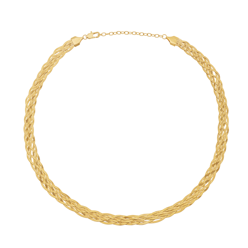 Collier en acier doré, maille tréssée