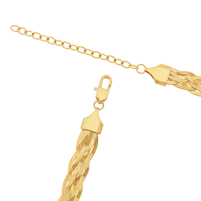 Collier en acier doré, maille tréssée