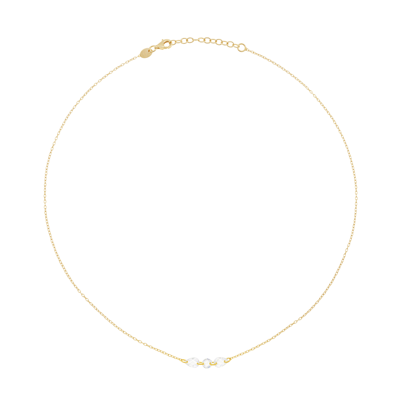 Collier en argent doré et oxydes de zirconium