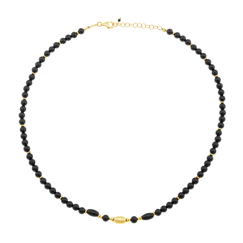 Collier en argent doré et onyx