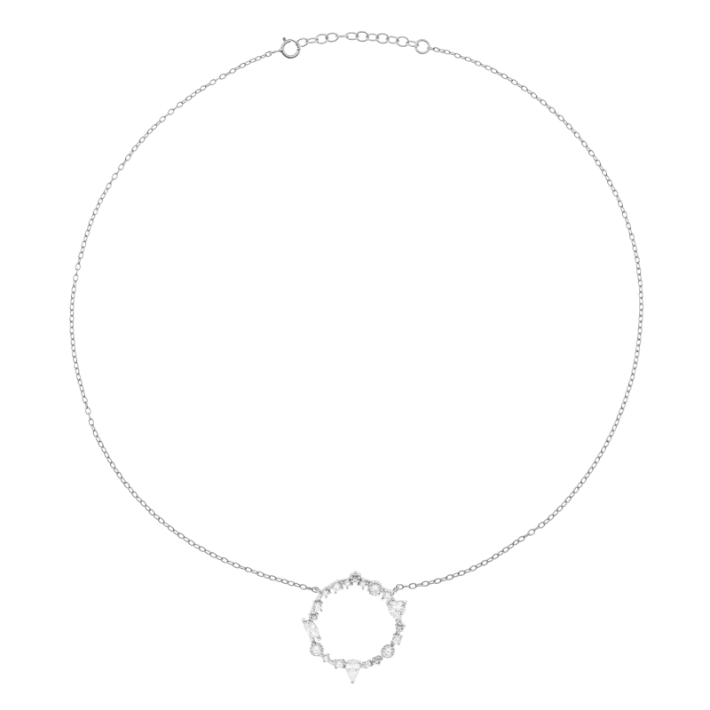 Collier en argent rhodié et oxydes de zirconium, cercle