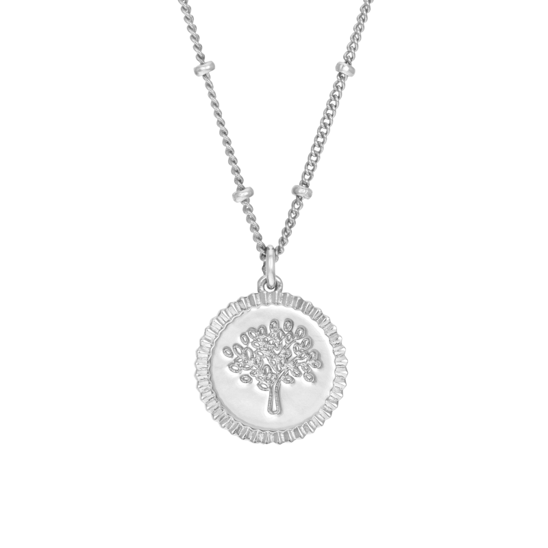 Collier en argent rhodié, arbre