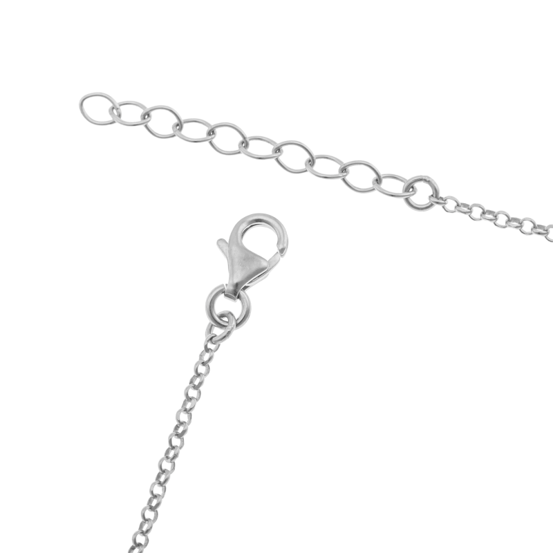 Collier en argent rhodié, coeur lisse et satiné