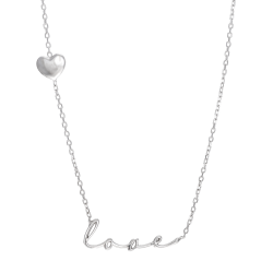 Collier en argent rhodié, love 