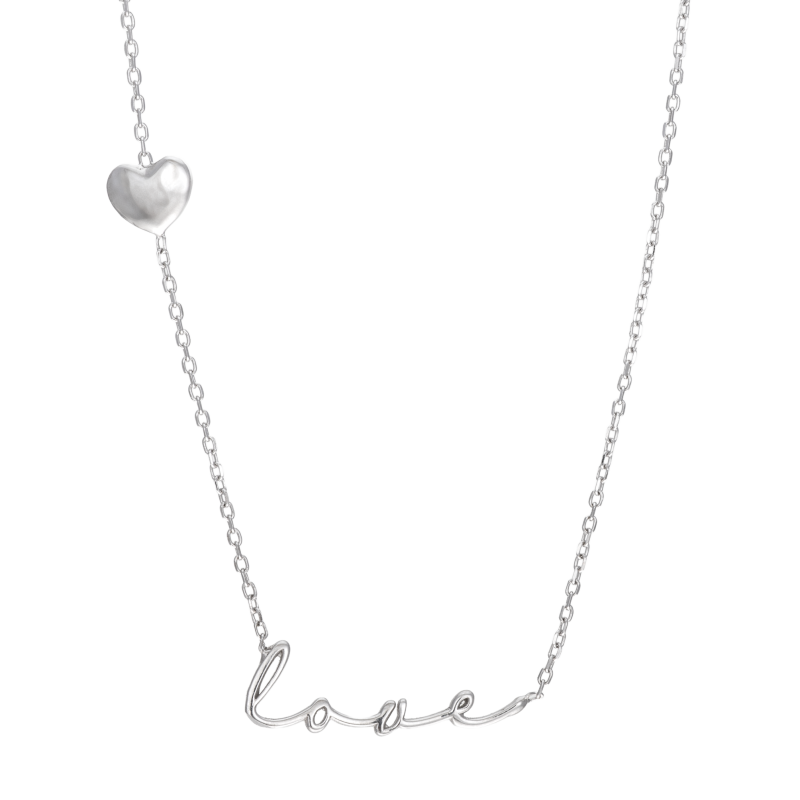 Collier en argent rhodié, love 