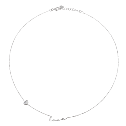 Collier en argent rhodié, love 
