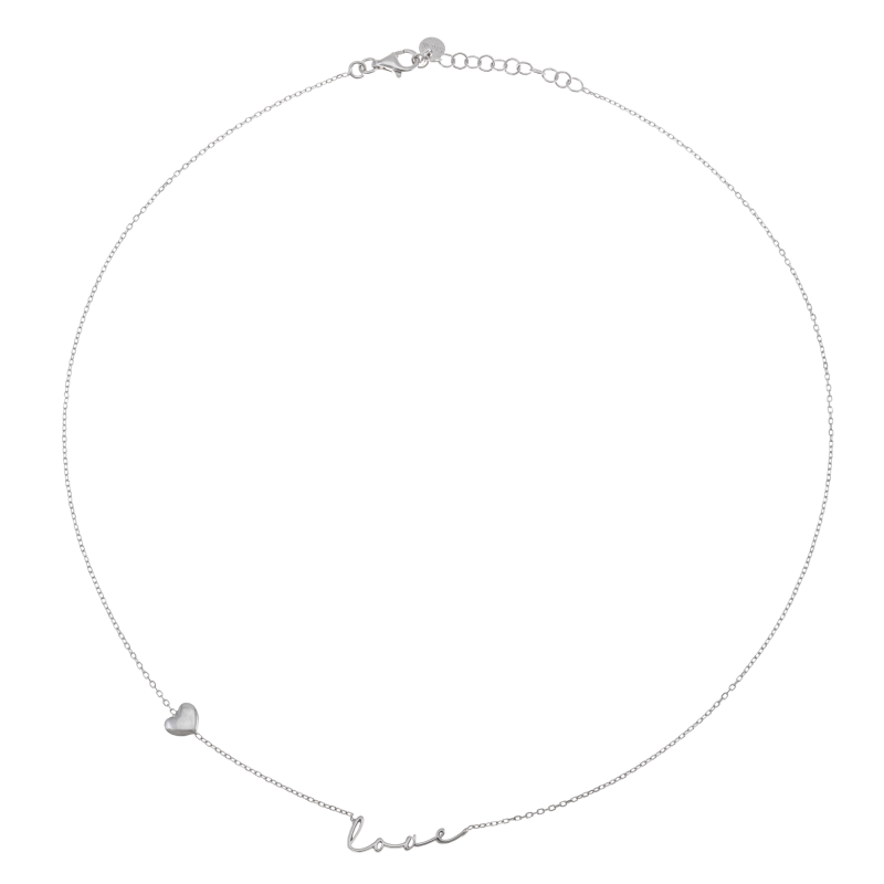 Collier en argent rhodié, love 