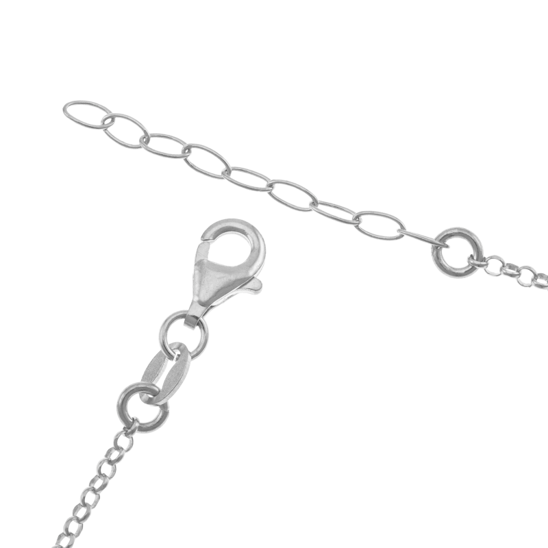 Collier en argent rhodié et laque noir, coeur 