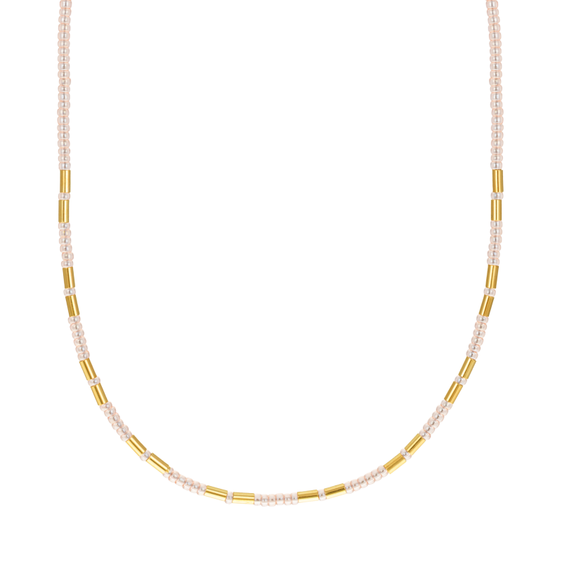 Collier en argent doré et perles synthétiques