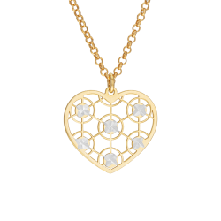 Collier en argent doré et rhodié, coeur