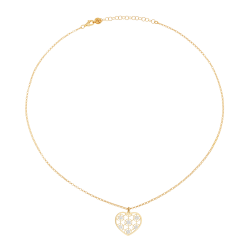 Collier en argent doré et rhodié, coeur