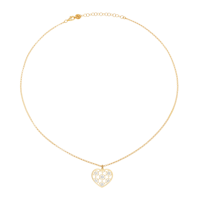 Collier en argent doré et rhodié, coeur