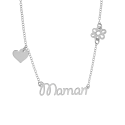Collier en argent rhodié, Maman