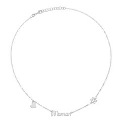 Collier en argent rhodié, Maman
