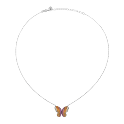 Collier en argent rhodié et oxydes de zirconium, papillon