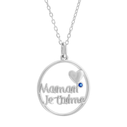 Collier en argent rhodié et oxyde de zirconium, maman