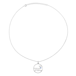 Collier en argent rhodié et oxyde de zirconium, maman