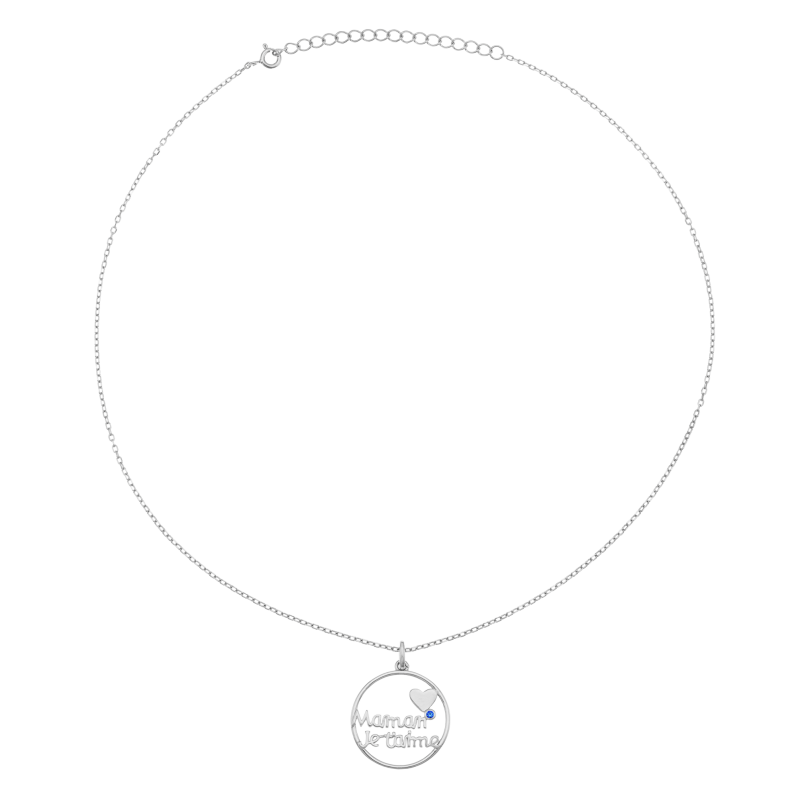 Collier en argent rhodié et oxyde de zirconium, maman