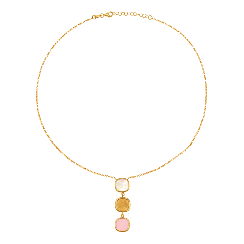 Collier en argent doré et pierres synthétiques